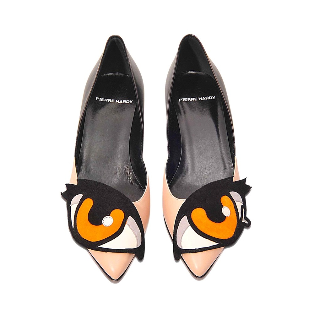 Pierre Hardy Multicolor Leather and Suede Oh Roy Eye Kitten Heel Pumps.